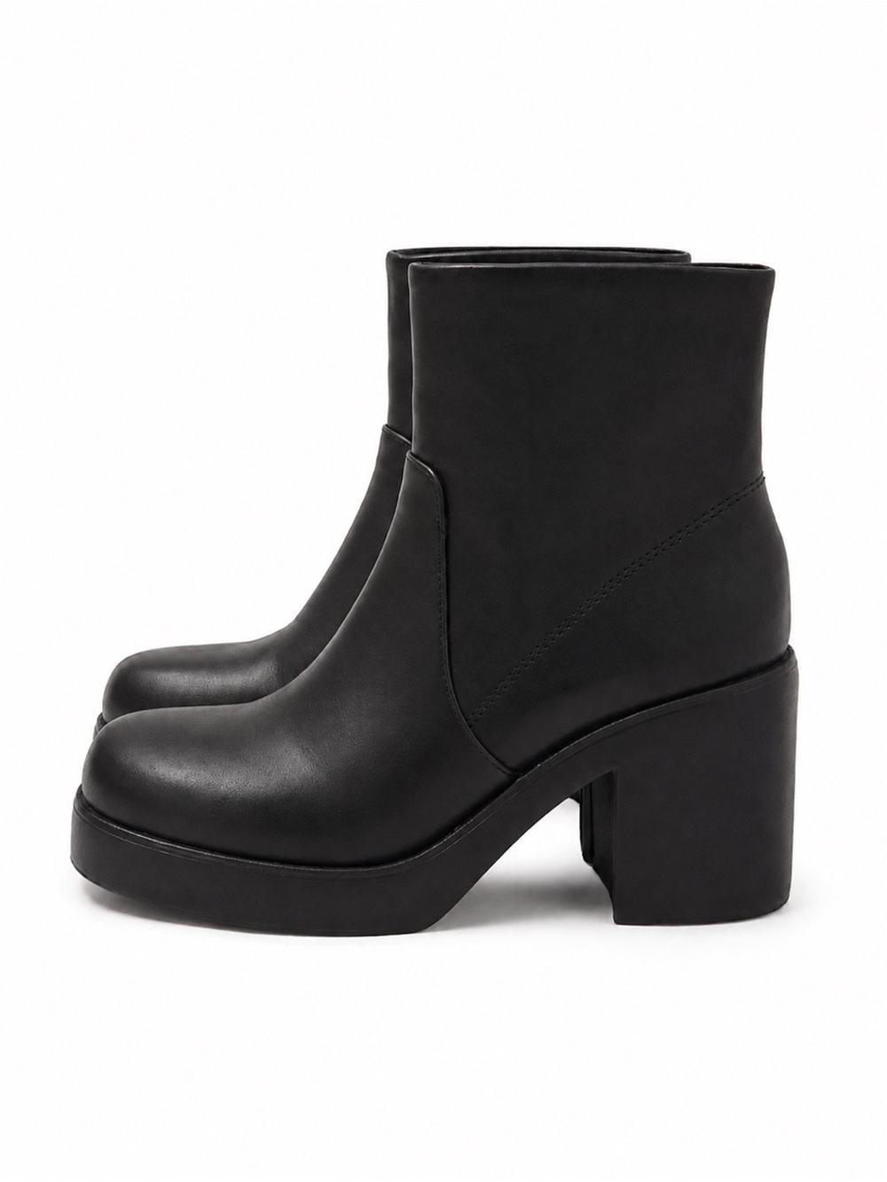 Soda Platform Heel Ankle Boots Faux Leather Black Size 8